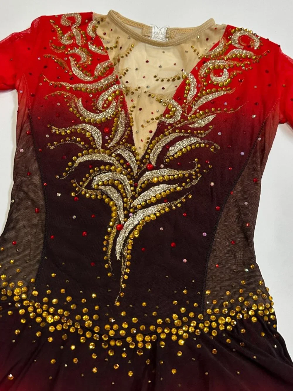 New Red / black / gold / pink Crystal Figure Skating Dress Girl 14 (11~13T)